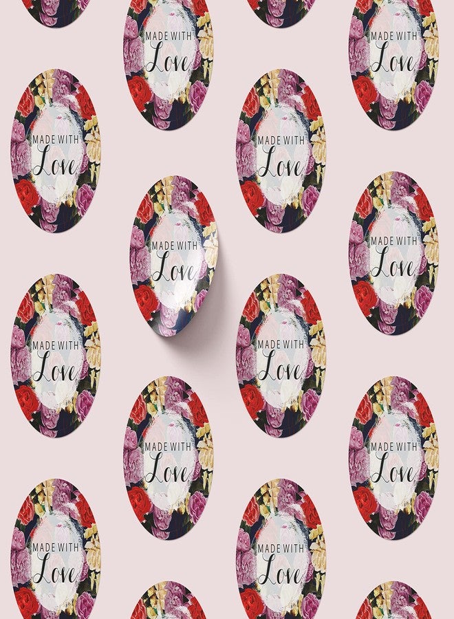 D2C Gift Wrap Round Floral Printed Made with Love Sticker For Gift Wrapping, hand made products, Small Business & corporate Gifts (30) - Image 3